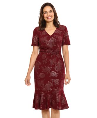 Petite Twist-Waist Flounce-Hem Midi Dress