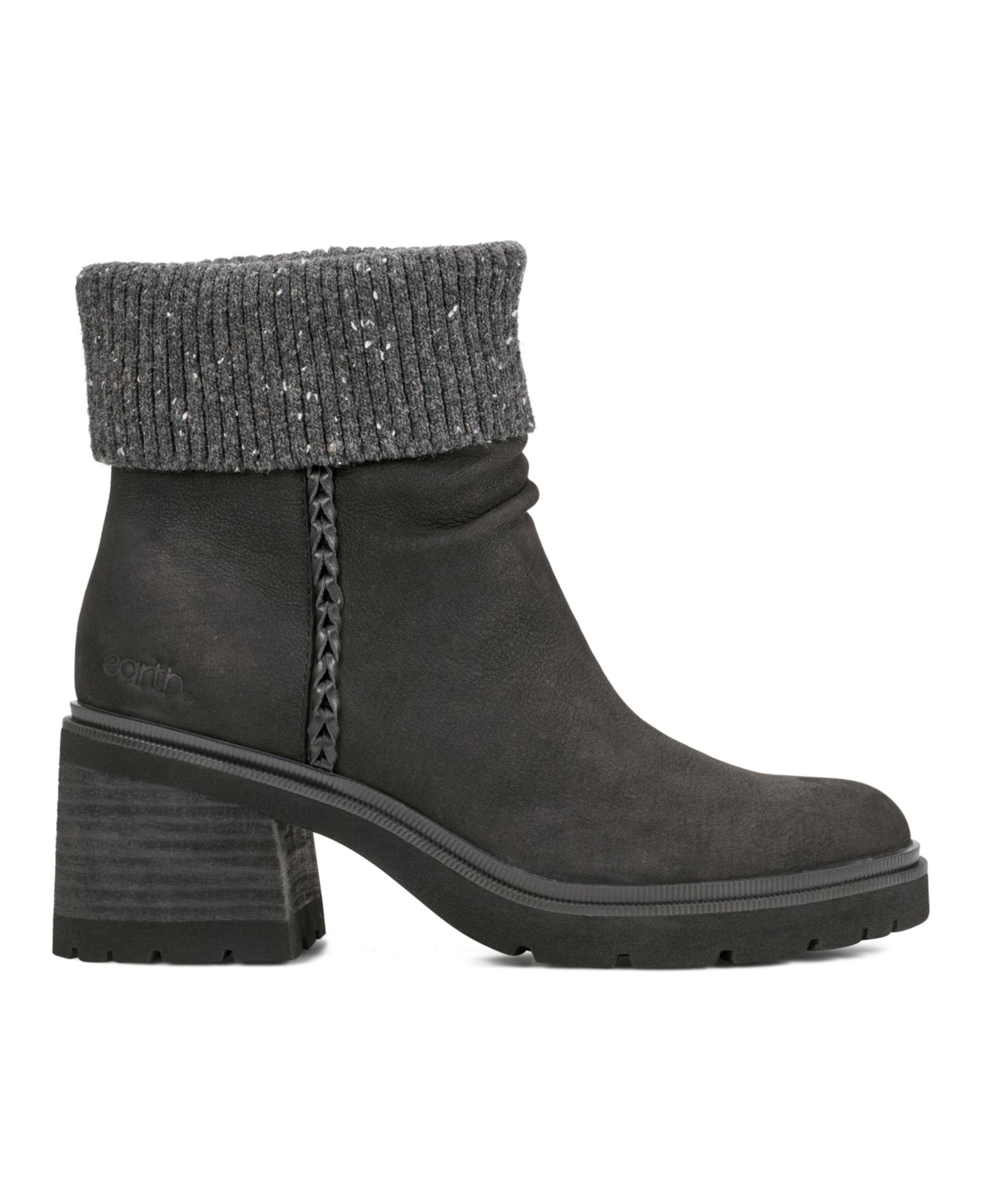 Женские ботинки Earth Gresa Cozy Waterproof Block Heel Booties, цвет: Чёрный кожаный — фото 2