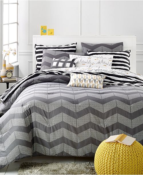 Martha Stewart Collection Closeout Grey Spot Chevron Bedding