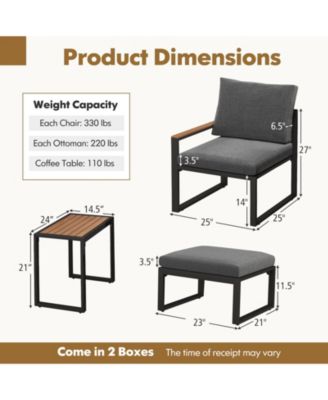5 Pieces Aluminum Frame Weatherproof Outdoor Conversation Set with Soft Cushions