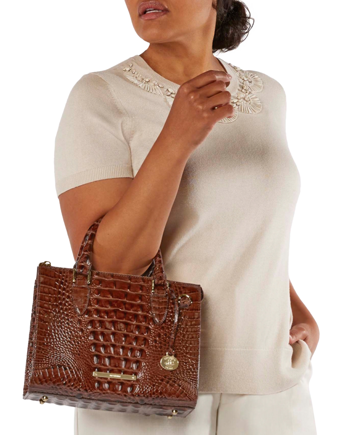 Brahmin Anywhere Convertible Melbourne Embossed Leather Satchel
