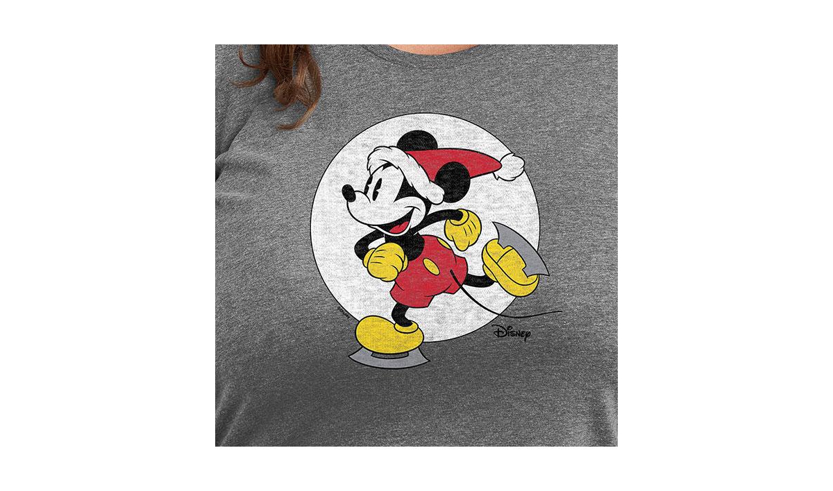 Hybrid Apparel Plus Size Disney Ice Skate Graphic T-shirt In Grey