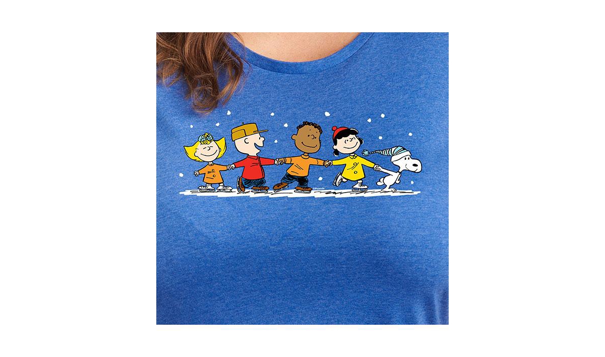 Hybrid Apparel Plus Size Peanuts Group Graphic T-shirt In Blue