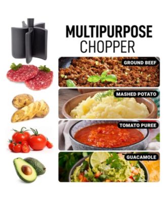 Stainless Steel Meat Chopper – Ground Beef & Hamburger Smasher Too