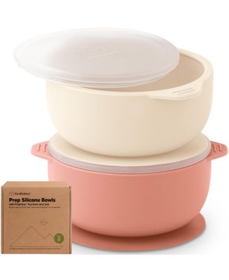 2-Pack Prep Baby Bowls with Suctions & Lids, Silicone Bowls for Baby Boy, Girl, Toddler Suction Bowl, Kids Bowl BPA-Free