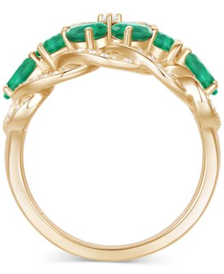 Emerald (2-1/4 ct. t.w.) & Diamond (1/4 ct. t.w.) Flower Openwork Ring in 14k Gold (Also in Ruby & Sapphire)