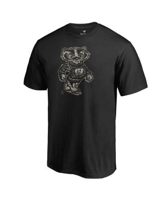 Mto Label Men's Black Wisconsin Badgers Cloak T-Shirt