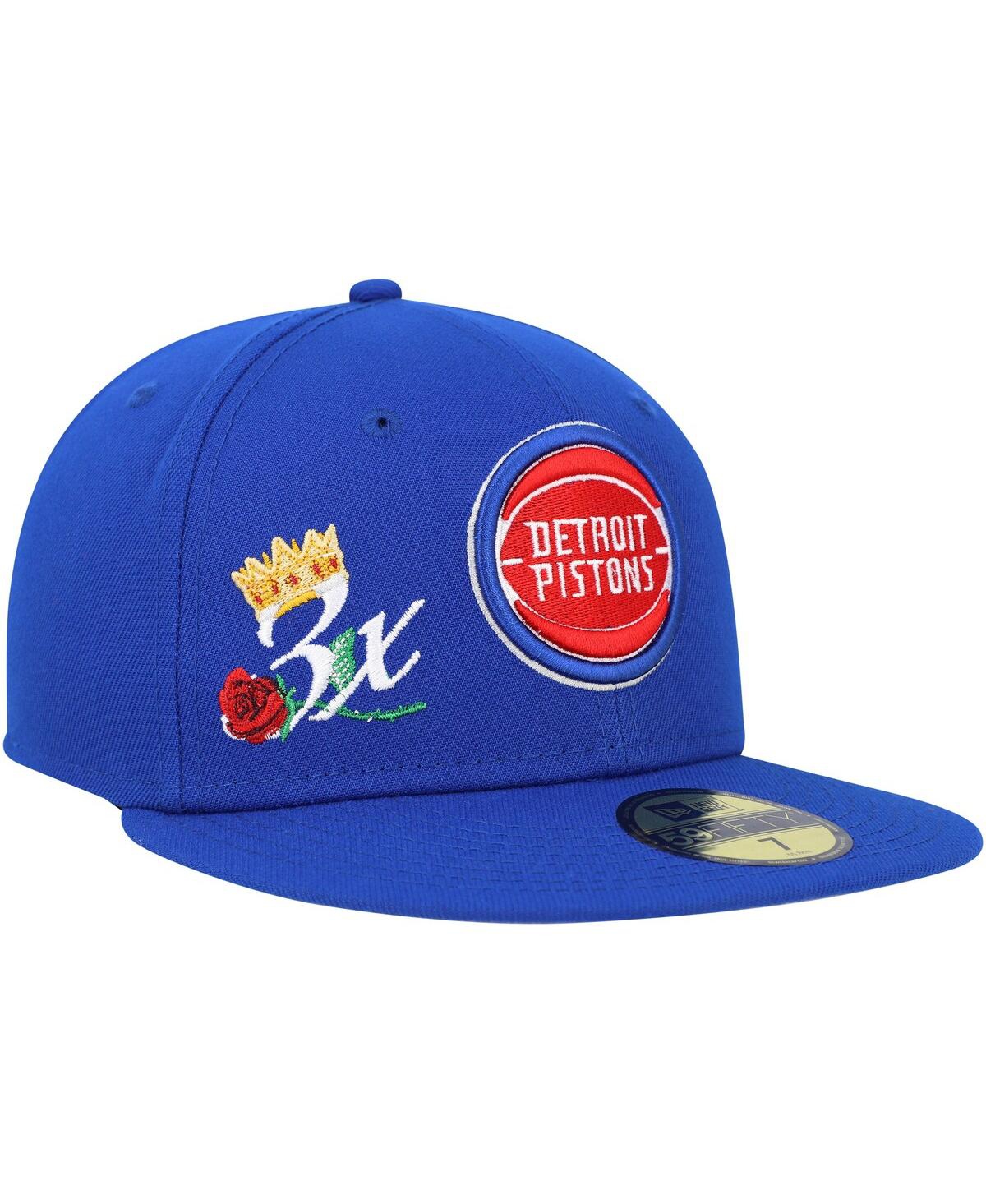 NEW ERA MEN'S BLUE DETROIT PISTONS CROWN CHAMPS 59FIFTY FITTED HAT 