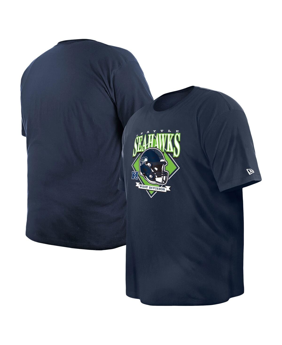 New Era Men's College Navy Seattle Seahawks Big Tall Helmet T-shirt