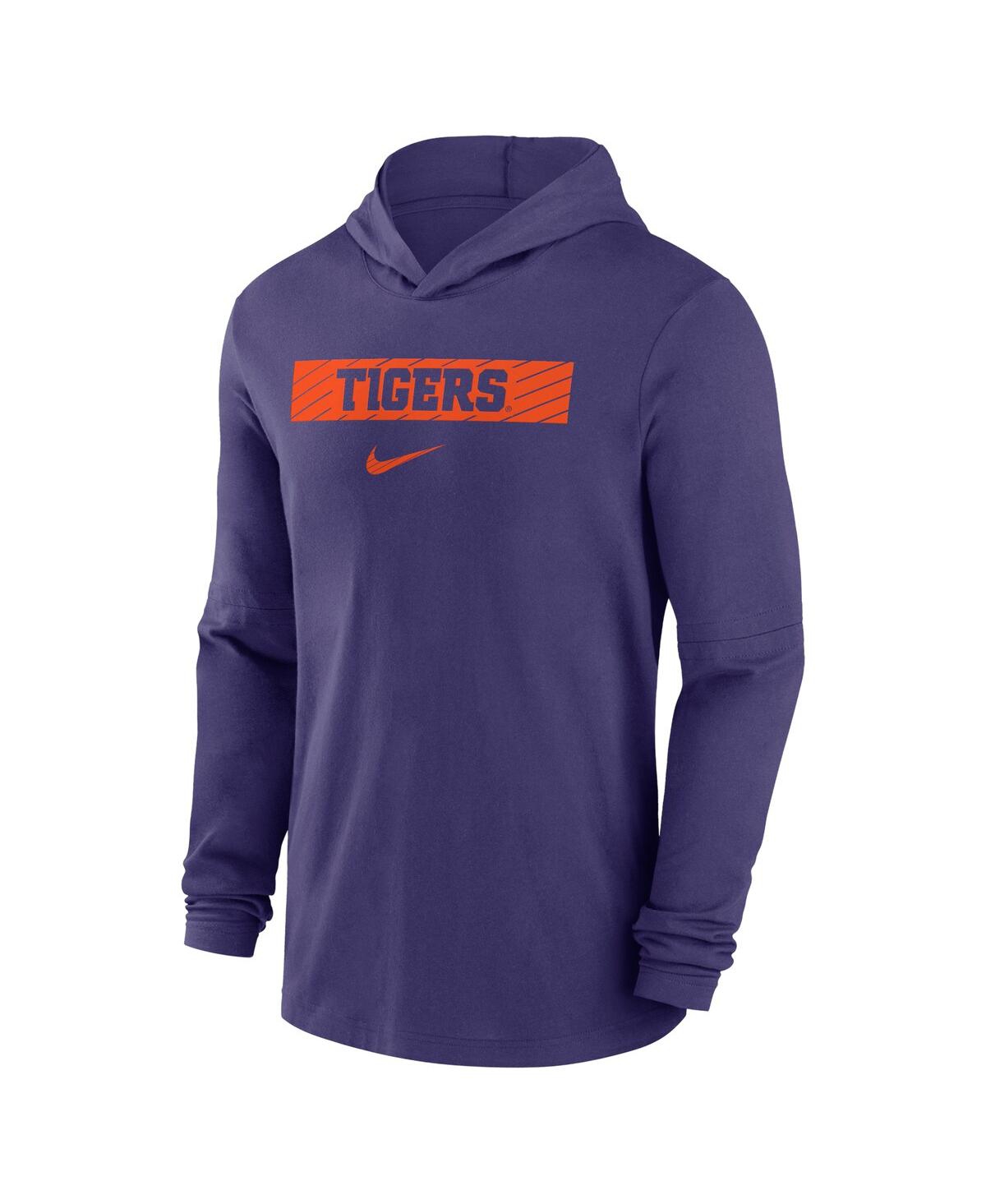 Nike Men'sClemson Tigers Sideline Hoodie Performance Long Sleeve T-Shirt - Purple