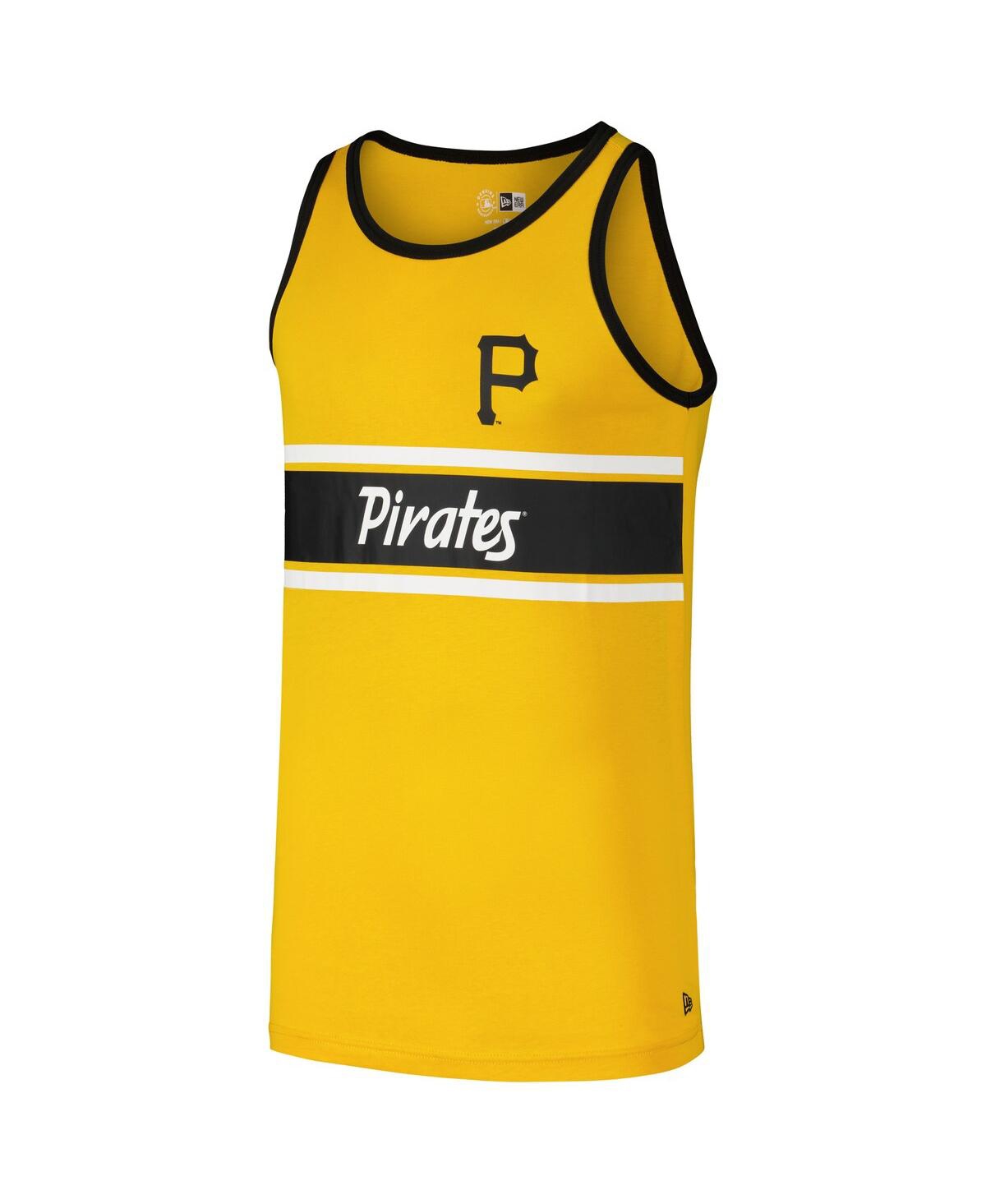 NEW ERA MEN'S GOLD PITTSBURGH PIRATES JERSEY RINGER TANK TOP 