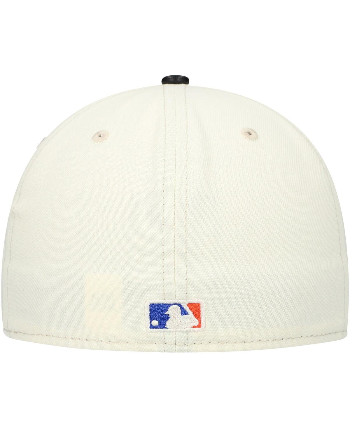 New Era Men'sNew York Mets Game Night Leather Visor 59FIFTY Fitted Hat - Cream