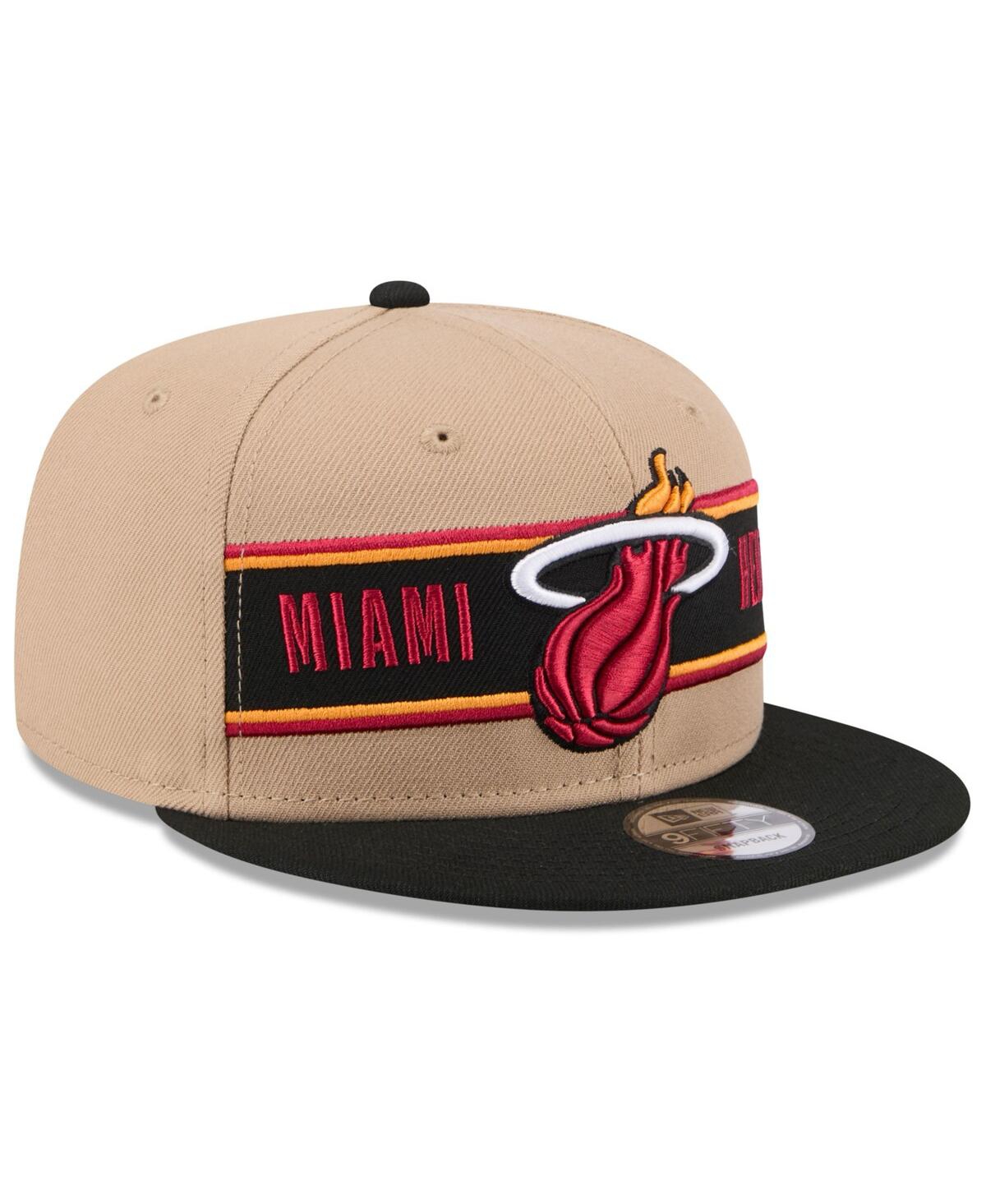 New Era Big Boys And Girls Tan/black Miami Heat 2024 Nba Draft 9fifty Snapback Hat In Tan,black