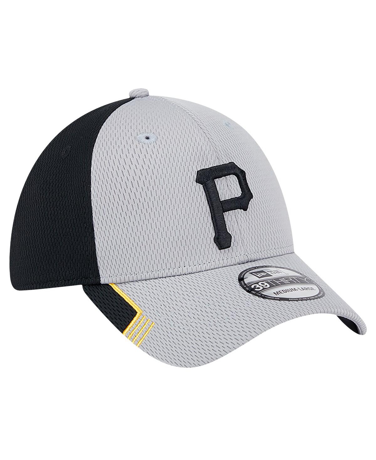 New Era Men's Gray/black Pittsburgh Pirates Visor Trim 39thirty Flex Hat In Gray,black