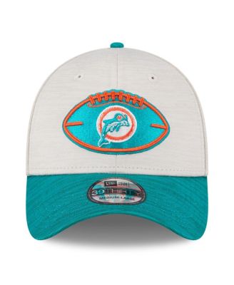 Men's Stone/Aqua Miami Dolphins 2024 Sideline Historic 39THIRTY Flex Hat