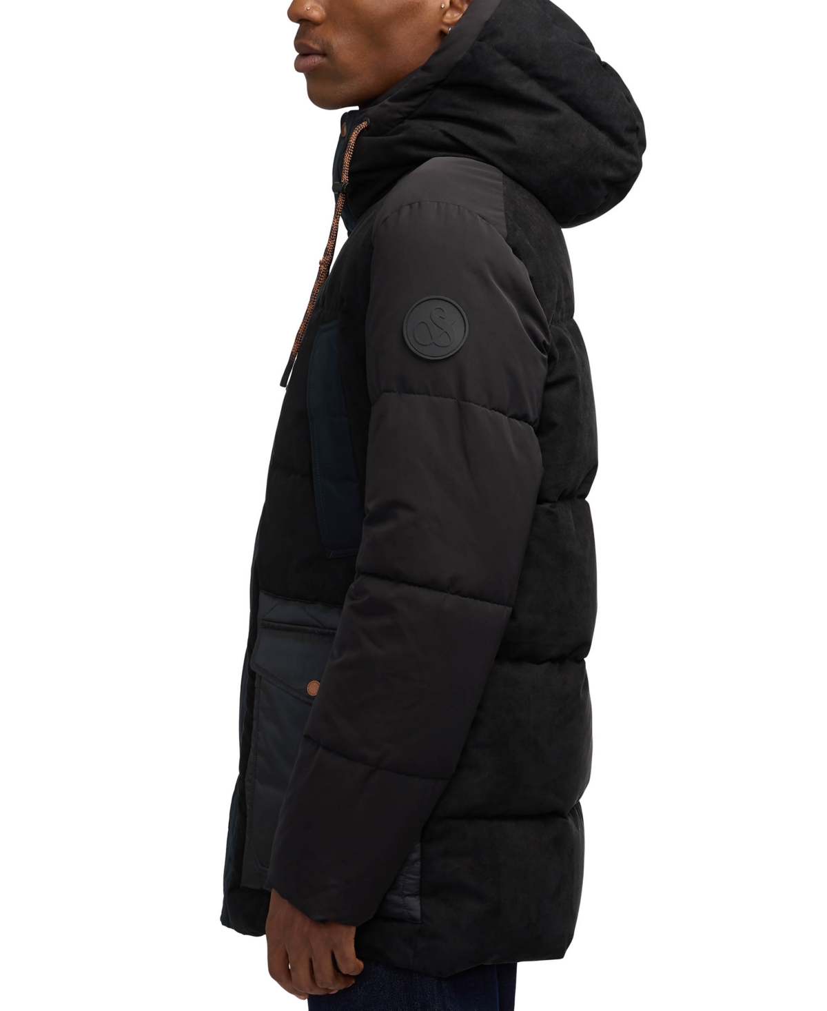 Scotch & Soda Men's Arza Quilted Colorblocked Mixed-Media Full-Zip Hooded Parka