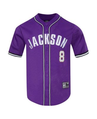 Men's Lamar Jackson Purple Baltimore Ravens Mesh Button-Up Baseball Jersey