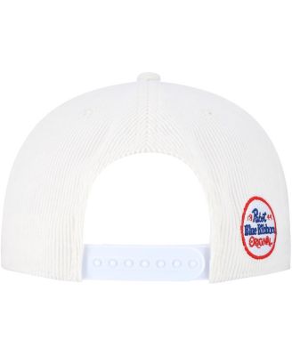 Men's White/Navy Pabst Blue Ribbon Corduroy Rope Golf Snapback Hat