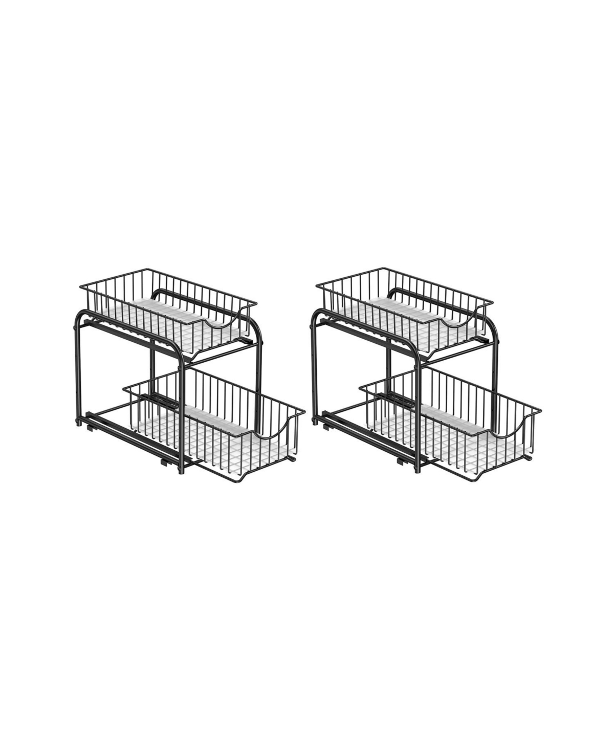 Slickblue 2-Tier Pull Out Cabinet Organizer, Stackable Under Sink Cabinet Organizer with Storage Basket Drawer Set of 2