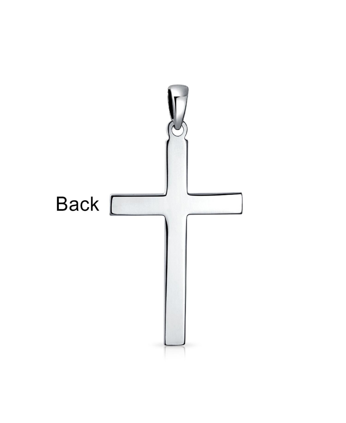 Bling Jewelry Large Plain Simple Basic Religious Cross Pendant Necklace For Women Solid Sterling- Silver
