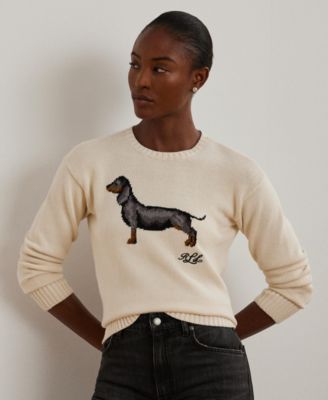 Lauren Ralph Lauren Women s Intarsia Knit Dachshund Cotton Sweater Regular Petite Macy s