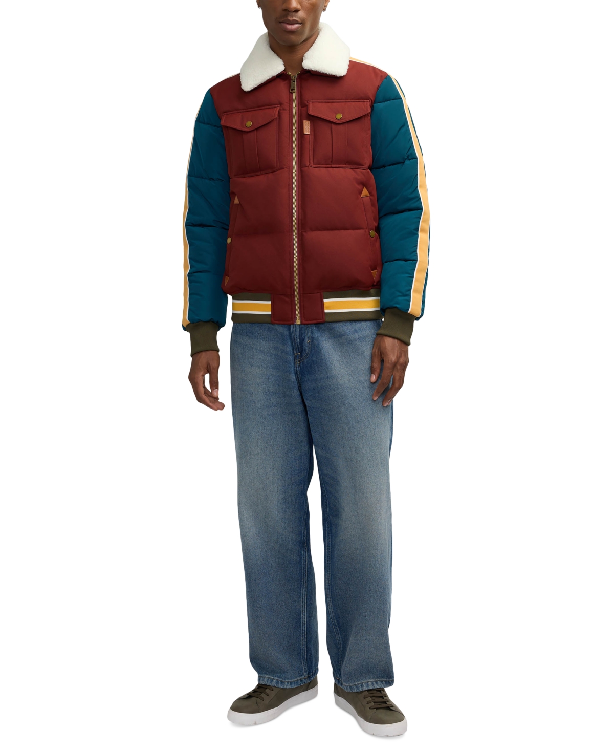 Scotch & Soda Men's Quilted Aviator Jacket with Removable Fleece Collar