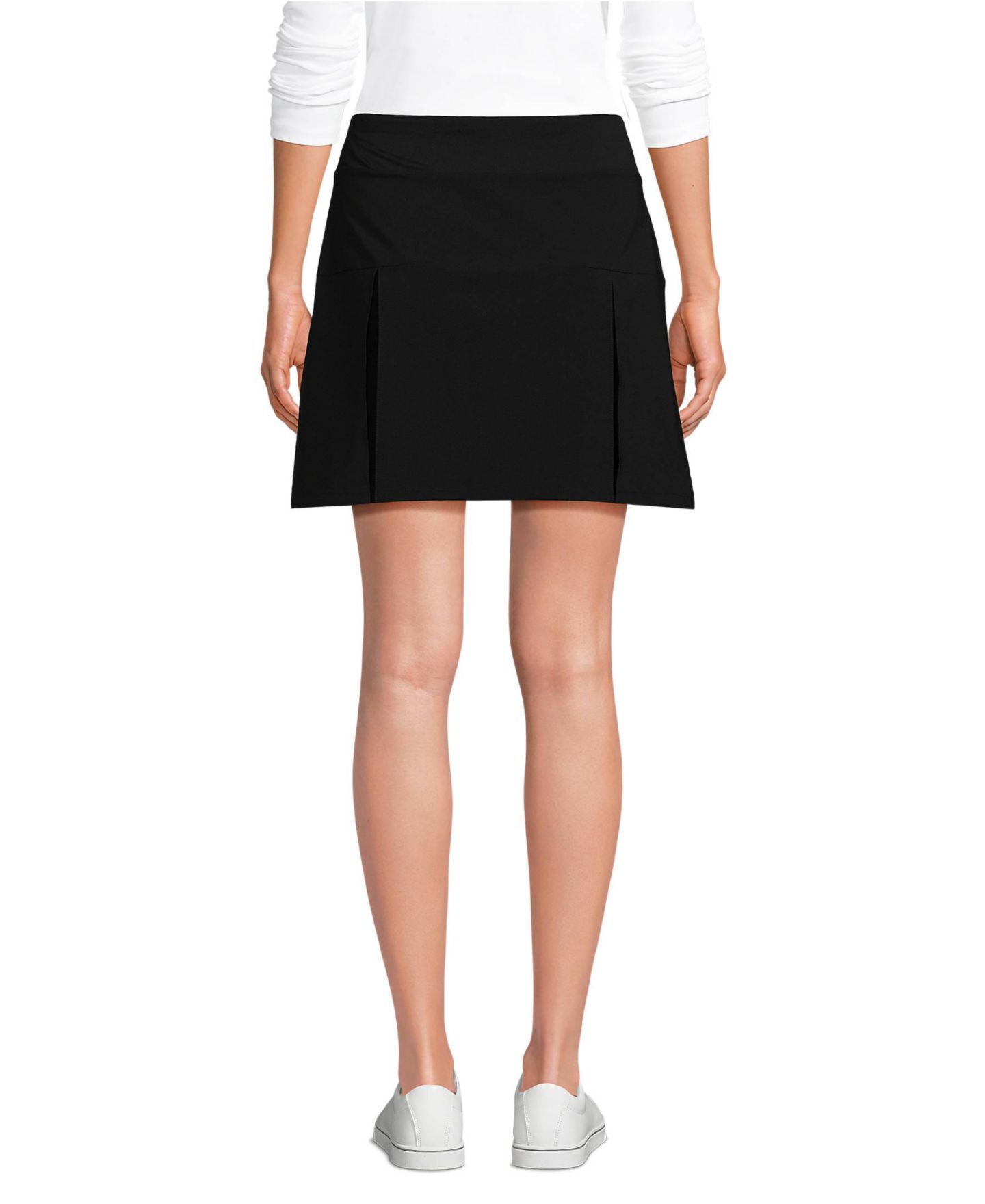 Женские юбки Lands' End Performance Pleated Skort Above the Knee, цвет: Чёрный — фото 2
