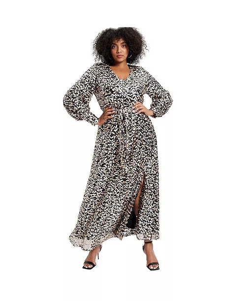 women's june + vie evyre side slit sequin dress