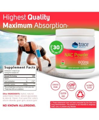 NAC Powder with N-Acetyl L-Cysteine Amino Acids | 600 mg to Support Immune System and Normally Functioning Liver and Kidneys | Natural Watermelon Flavor | 30 Servings, 2.6 oz jar