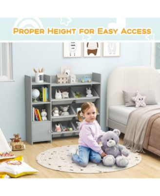 4-Tier Kids Bookshelf and Toy Storage Rack with 8 Toy Organizer Bins