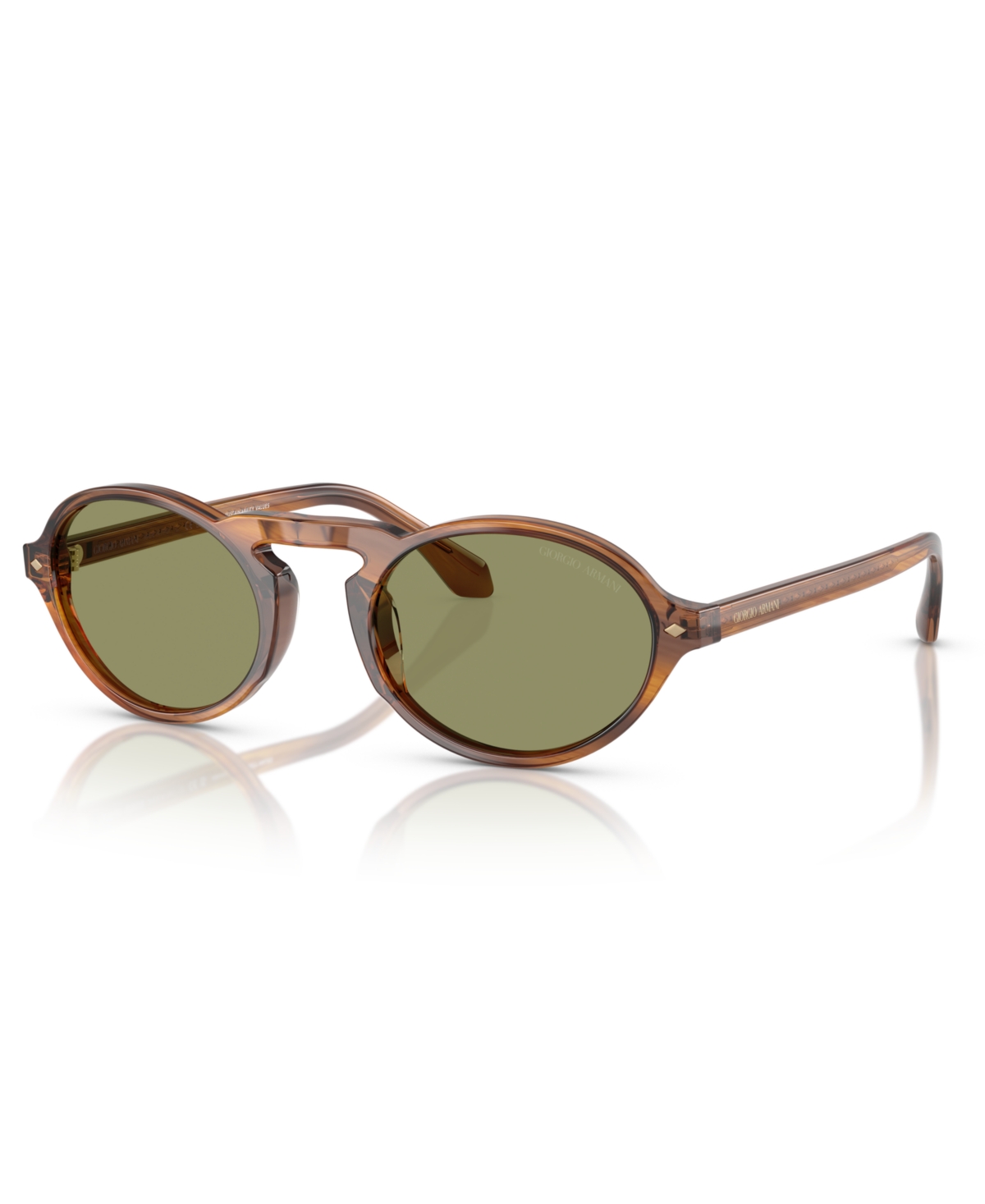 Giorgio Armani Oval Frame Sunglasses In Striped Honey