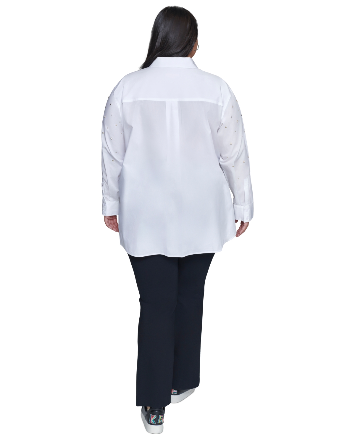 Karl Lagerfeld Paris Plus Size Embellished Blouse, Created for Macy's