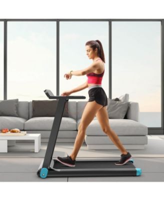 Folding Electric Compact Walking Treadmill with APP Control Speaker-Blue
