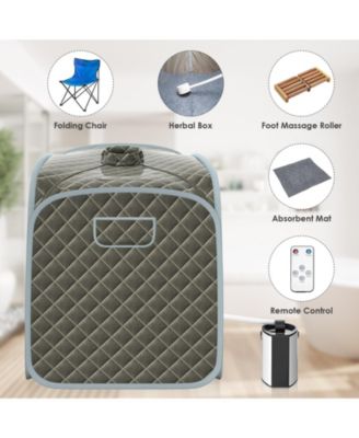 Portable Personal Steam Sauna Spa with Steamer Chair-Gray