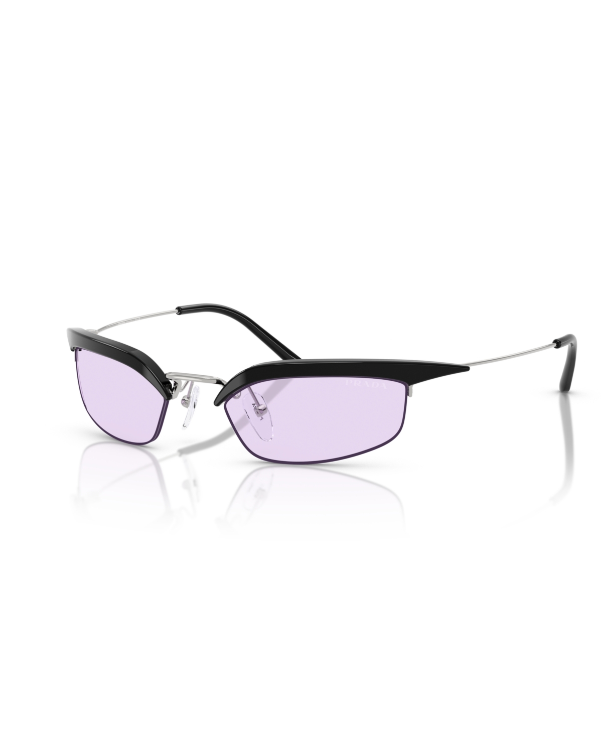 Prada Womens Black Pr B50s Rectangle-frame Metal Sunglasses In Black,lavender