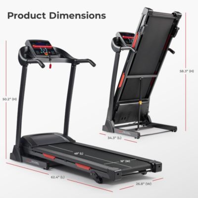 Adjustable Incline Foldable SMART Treadmill w Digital Monitor, Shock Absorption, Pulse Sensors, Handrail Controls, Exclusive SunnyFit App Bluetooth Connectivity