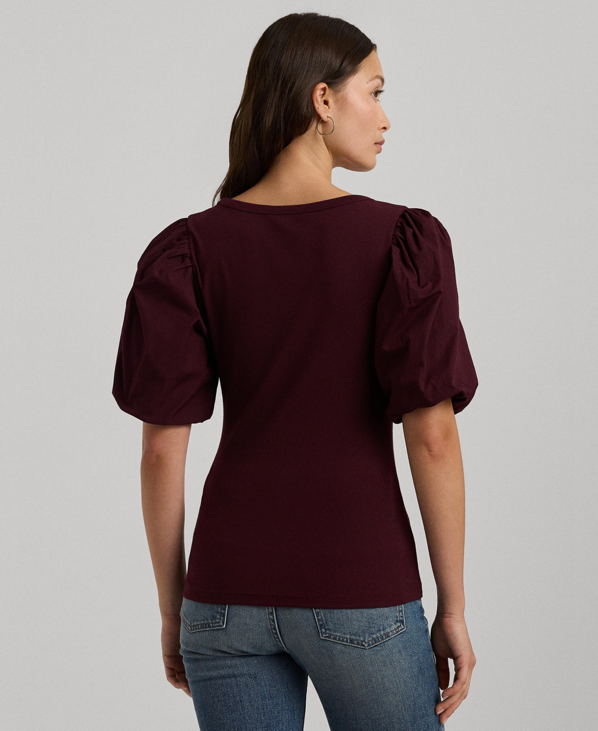 Lauren Ralph Lauren Women's Stretch Cotton Balloon-Sleeve Tee