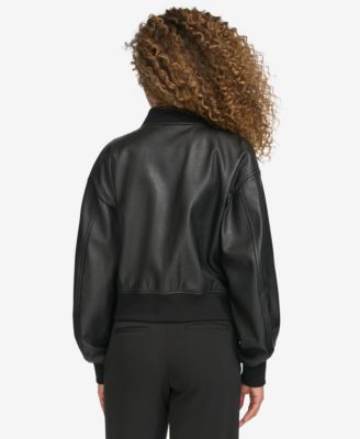 Women's Faux Leather Varsity Bomber Jacket