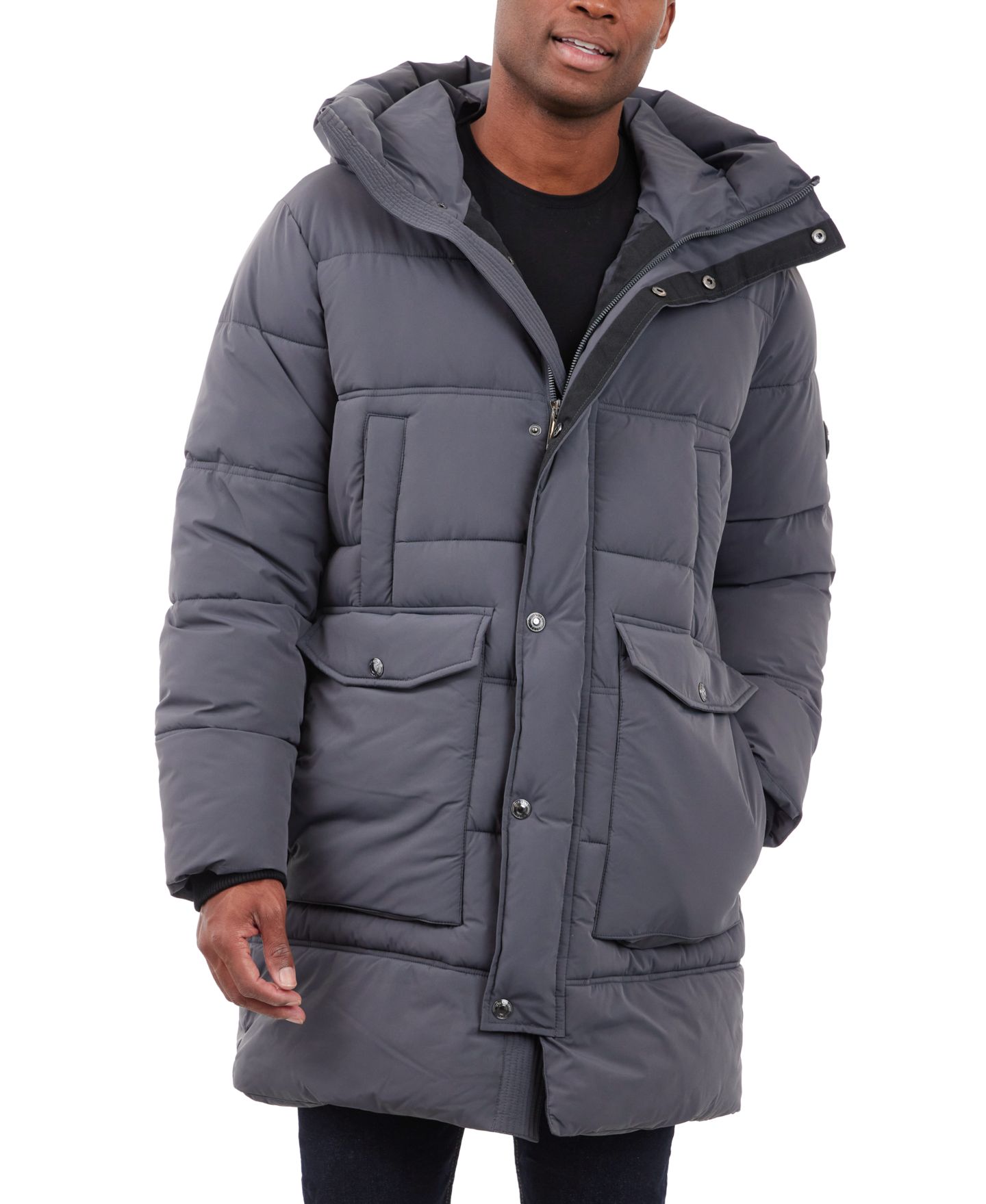 Мужская куртка Michael Kors Heavyweight Hooded Long Puffer, цвет: Угольный — фото 5