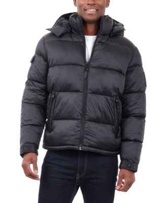 Men's Heavyweight Metallic Finish Hooded Puffer Jacket
