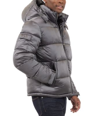Men's Heavyweight Metallic Finish Hooded Puffer Jacket