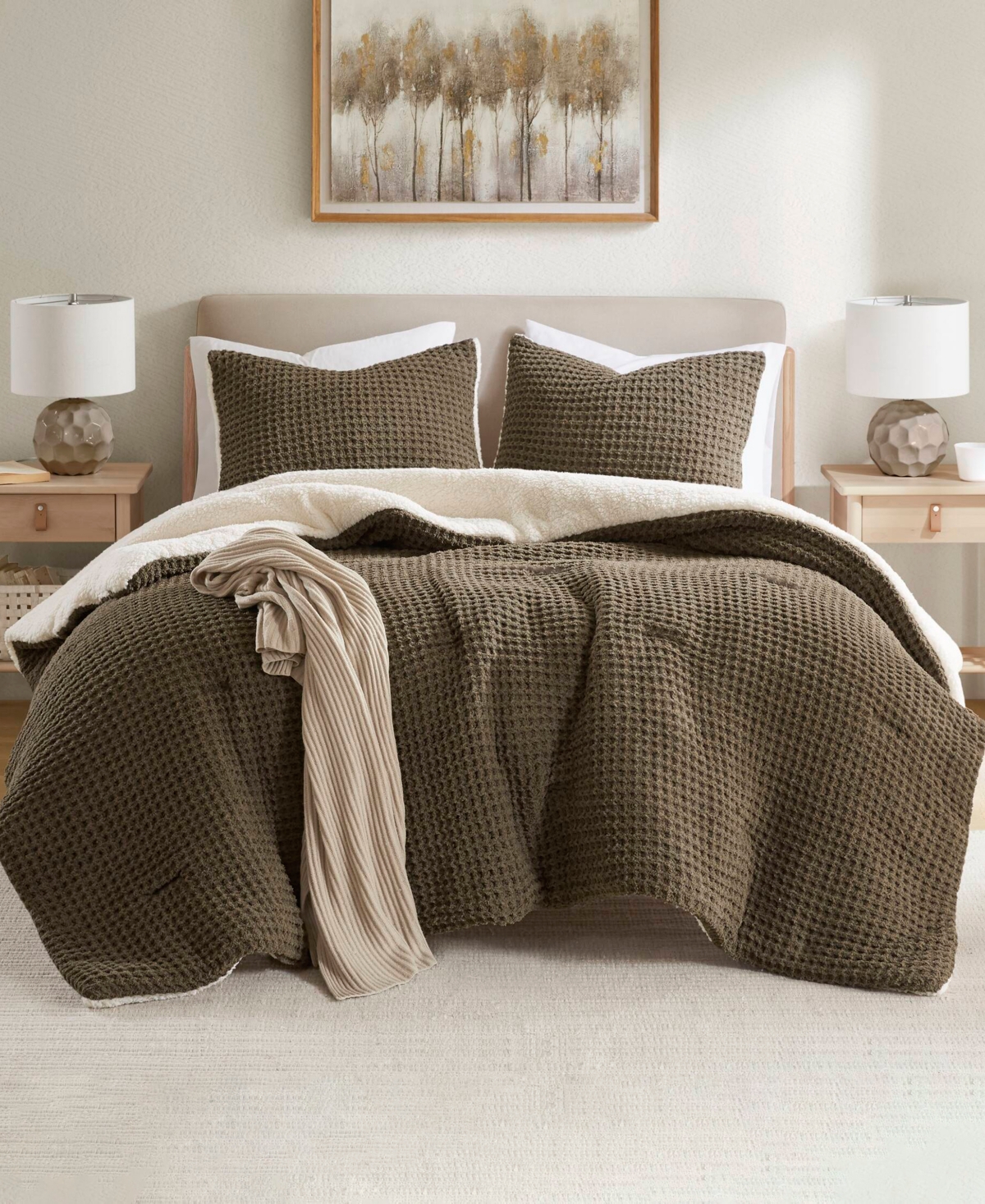 Madison Park Riordan Waffle Knit Chenille 3-pc. Comforter Set, King In Brown