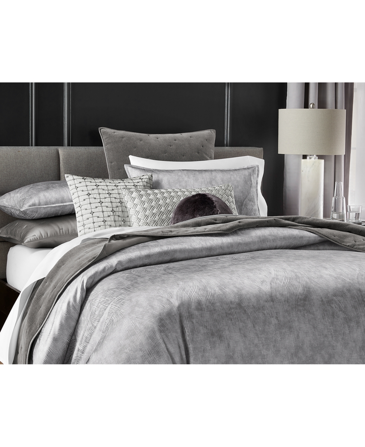 Hotel Collection Linear Ogee 3-pc. Comforter Set, King, Exclusively At Macy's In Silver