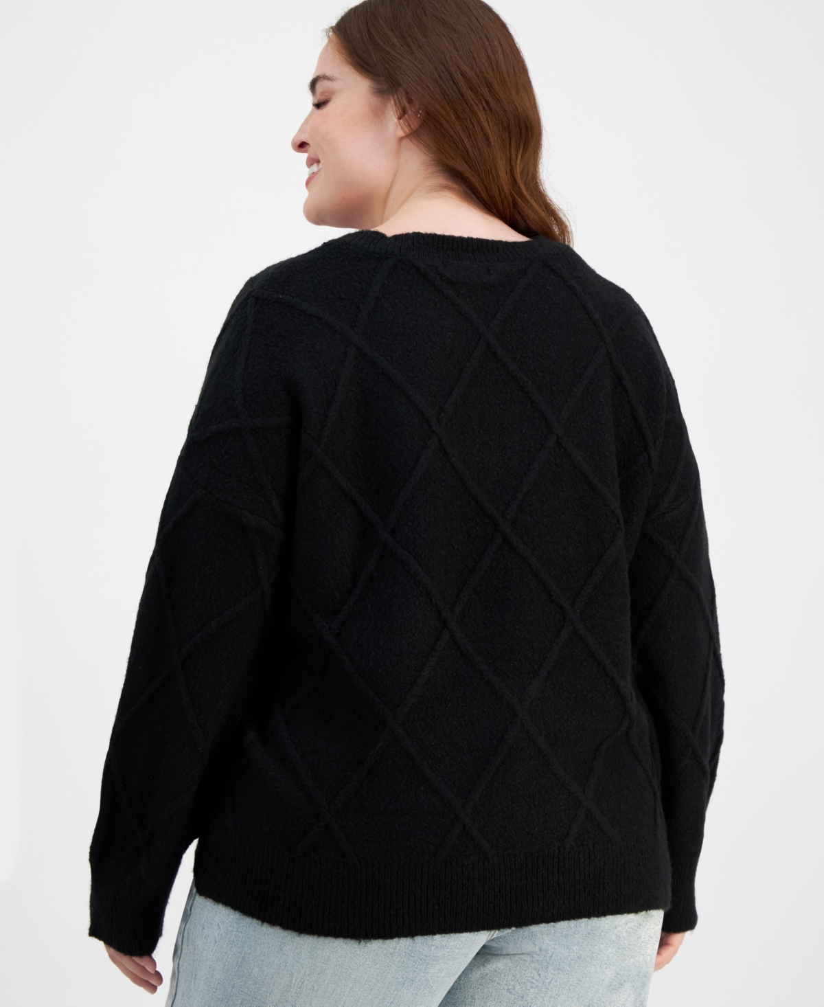 ABSOLUTELY FAMOUS TRENDY PLUS SIZE RHINESTONE-TRIM SWEATER 