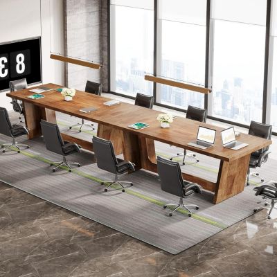 6.5FT Conference Room Table: Large Rectangular Meeting Seminar Table for 6-8 People, Wood Long Training Table with Heavy-Duty Frame, Business Table for Office