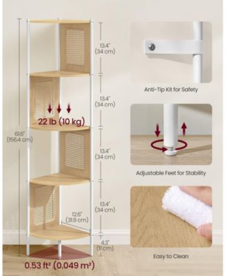 5-Tier BOHO Corner Bookshelf with Polyrattan Sides