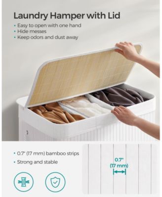 3-Section Laundry Hamper with Lid