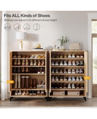 6-Tier Shoe Cabinet with Doors – Modern wooden organizer with adjustable shelves for entryway, bedroom, or living room
