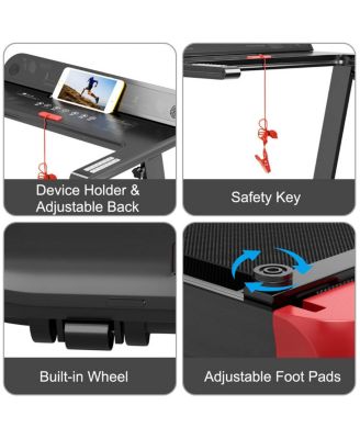 Folding Electric Compact Walking Treadmill with APP Control Speaker-Red