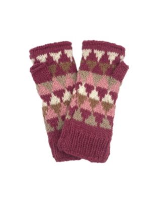 Women s Artisan Hand-Knit Jaya Harlequin Wool Half Mitten